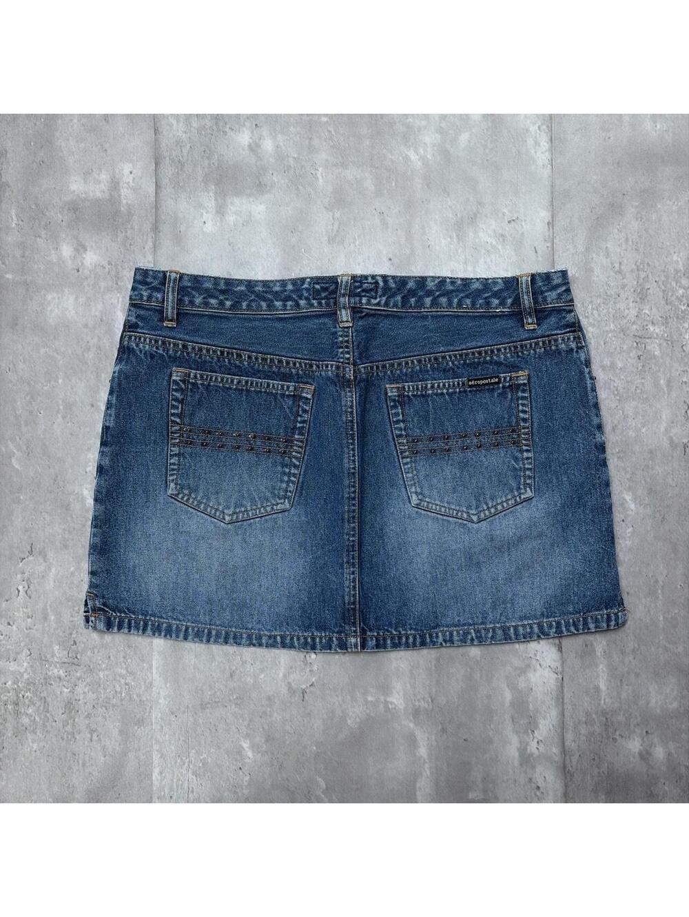 Y2K Blue Aeropostale Grunge Gothic Mini Denim Skirt